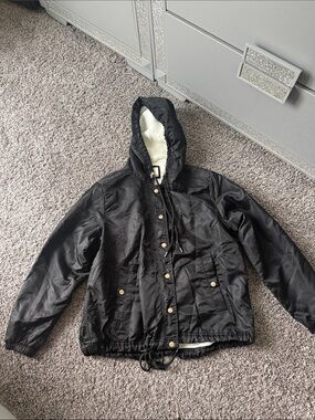Forever 21 Black Bomber Jacket with Hood